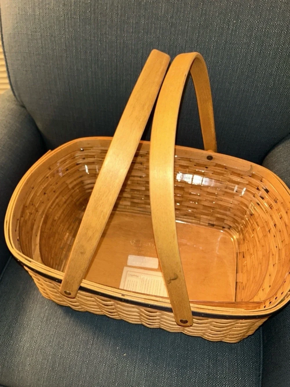 Longaberger 2004 Blue Ribbon Crafting Basket W/ Protector And Liner
